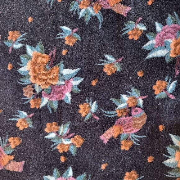 Vintage Black Floral & Bird Velvet High Waist Button Front Boho‎ Midi Skirt XS/S - Picture 5 of 5